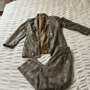 Harve Benard Metallic Snake Print Pants & Blazer Set